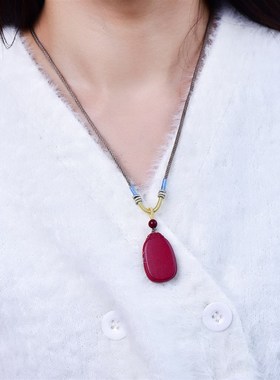 极速高含量天然m紫砂真朱砂无事牌光面配件百搭款吊坠