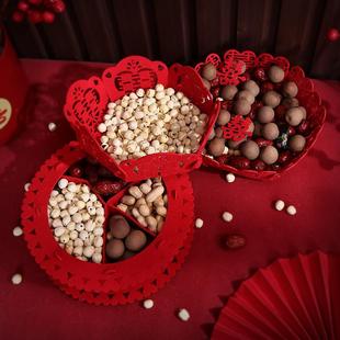 厂家结婚婚庆用品婚礼客厅婚宴干果盘糖果瓜盘无纺布心形果盘