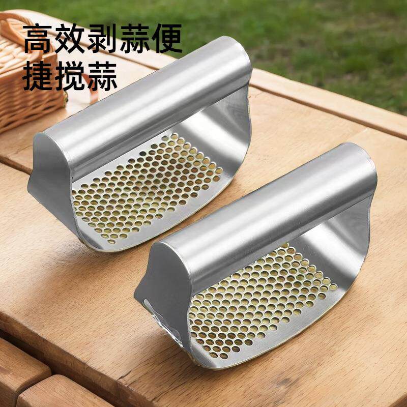 厂家直供不锈钢手动环形压蒜器打粉器多用压署泥器厨房工具捣蒜泥