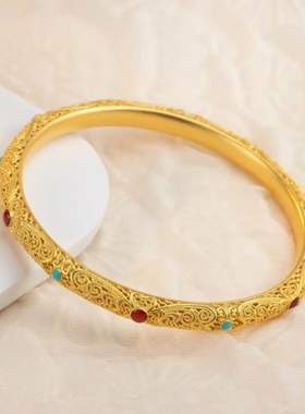 金包银珐琅彩花丝皇后手镯宫廷风古典手环送节日礼物来料可定制