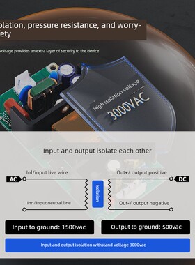 12V5A/24V2.5A开关电源板Dc-Dc隔离稳压降压模块Dc36V-65V至Dc60W