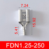 FDN1.25 250母头6.3插簧接插件裸端子插拔式 铜冷压黄铜接线端子
