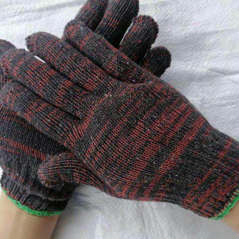 整袋工作防护包邮棉纱劳保机修模具男工线红花色耐磨劳保手套