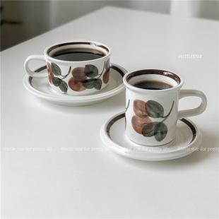 手绘咖啡杯牛奶杯 芬兰中古陶瓷杯 复古早餐杯高级杯碟170ml