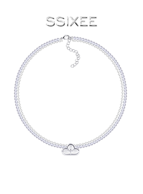 SSIXEE 云朵系列 云朵镶钻星星锆石水晶珠链双层项链