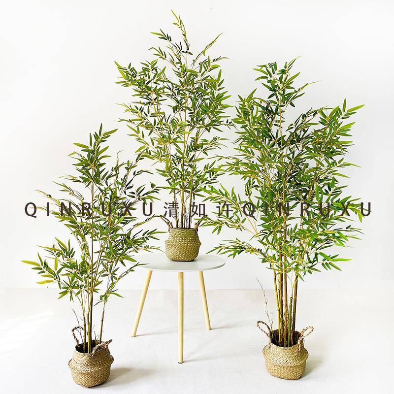可拆卸树绿植仿真竹子装饰隔断仿真胶片竹叶盆栽金丝竹中式盆景