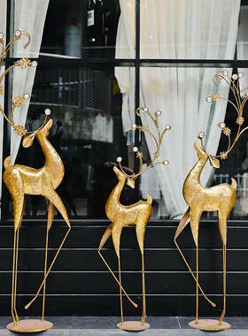 美式复古轻奢网红鹿落地装饰服装店铺橱窗客厅电视机旁玄关大摆件