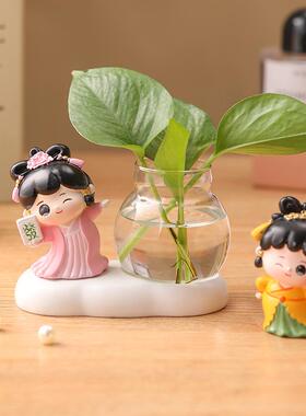 唐仕女可爱卡通娃娃水培摆件家居客厅办公室桌面小摆件装饰品礼品