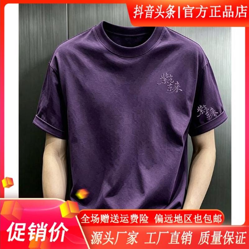 卓纳男装品质甄选新款重磅纯棉刺绣短袖圆领T恤百搭夏季潮牌上衣