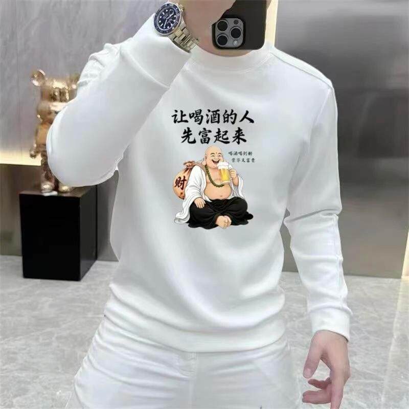 枫桀臻选新款秋季骏马印花保暖卫衣长袖红色百搭高级感上衣