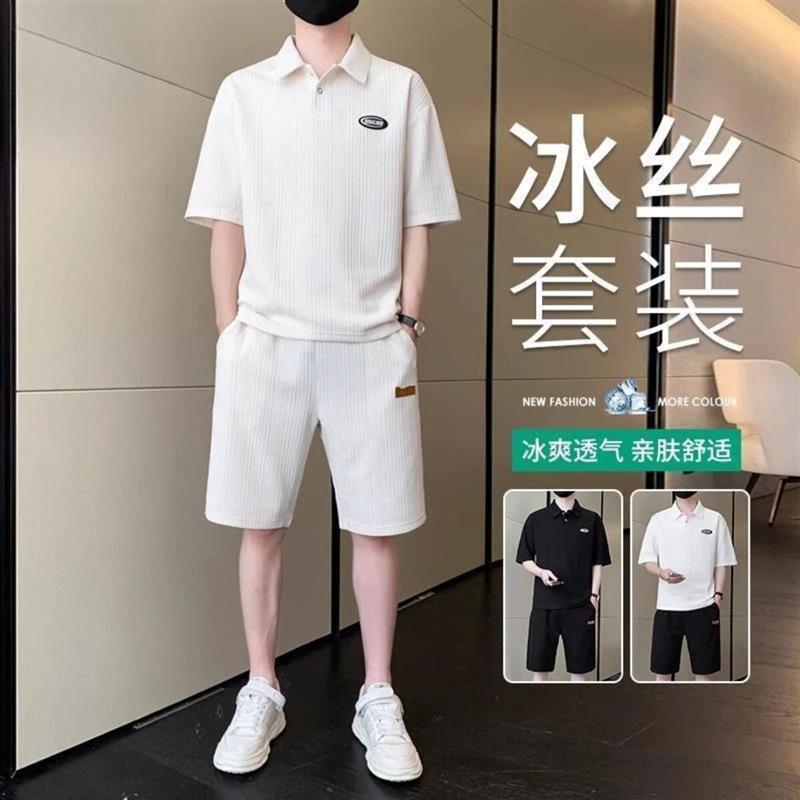 穗禾臻选3休闲运动套装男士2026年夏季新款短袖polo衫短裤搭配