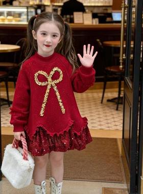 Young优麦精品服饰s女童加绒连衣裙c女孩公主红色洋年儿童小女孩