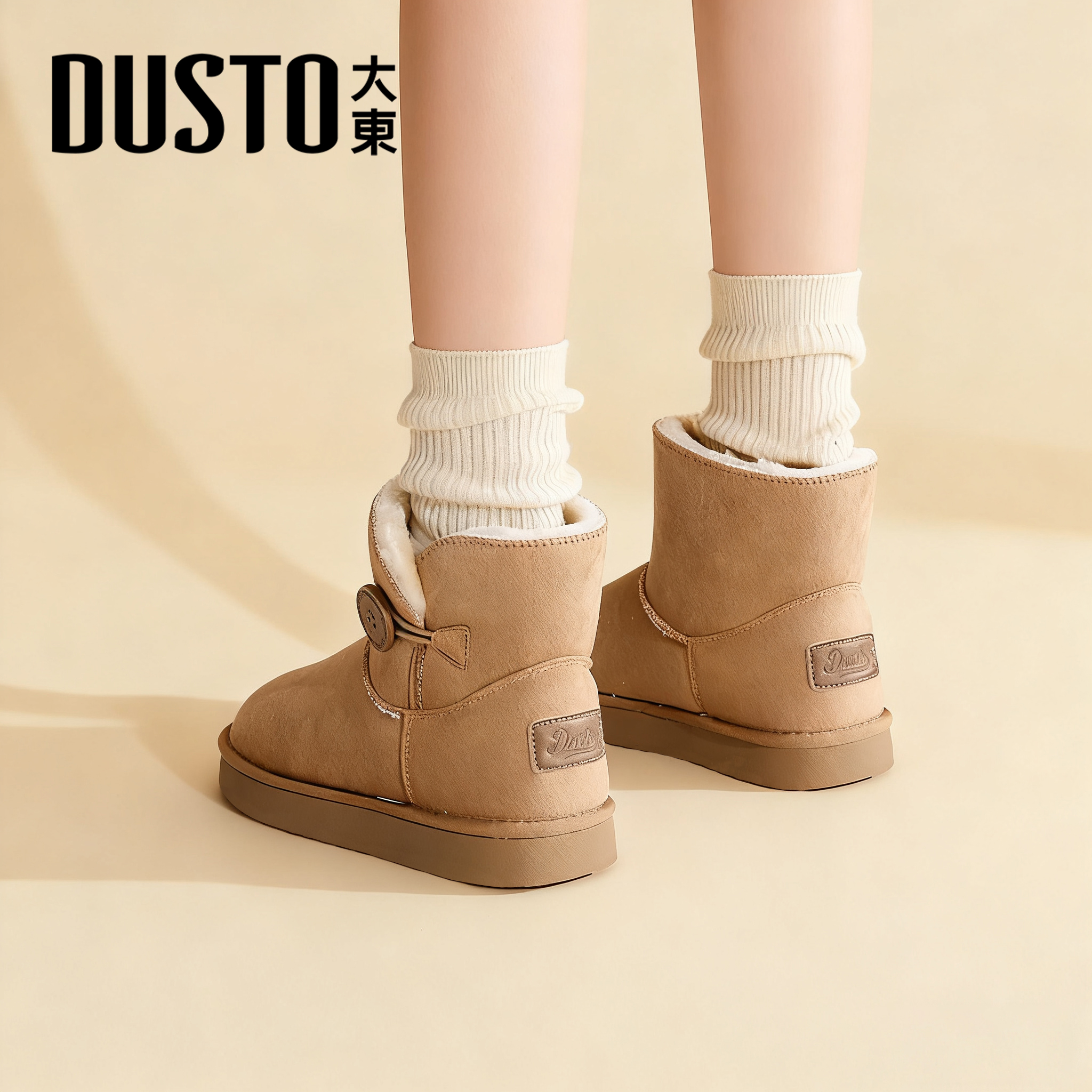 大东官方厚底雪地靴女款2025新款加绒加厚保暖雪地棉外穿防水棉鞋