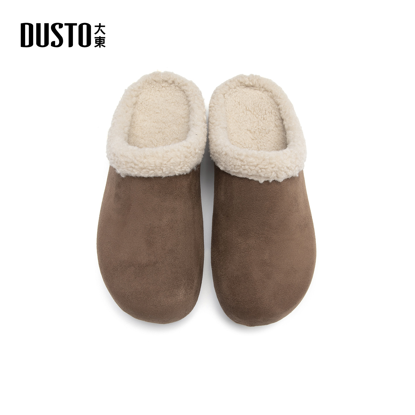 大东官方加绒毛毛拖鞋女2025新款秋季防滑一脚蹬懒人鞋半拖勃肯鞋
