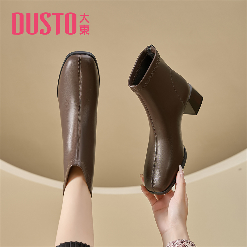 大东加绒巨好看短靴女款2025新款冬季美拉德靴子粗跟高跟切尔西靴