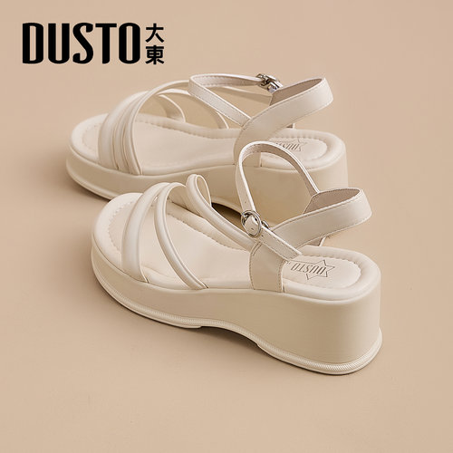 大东厚底凉鞋女款外穿2025新款夏季坡跟小个子显高女鞋增高沙滩鞋