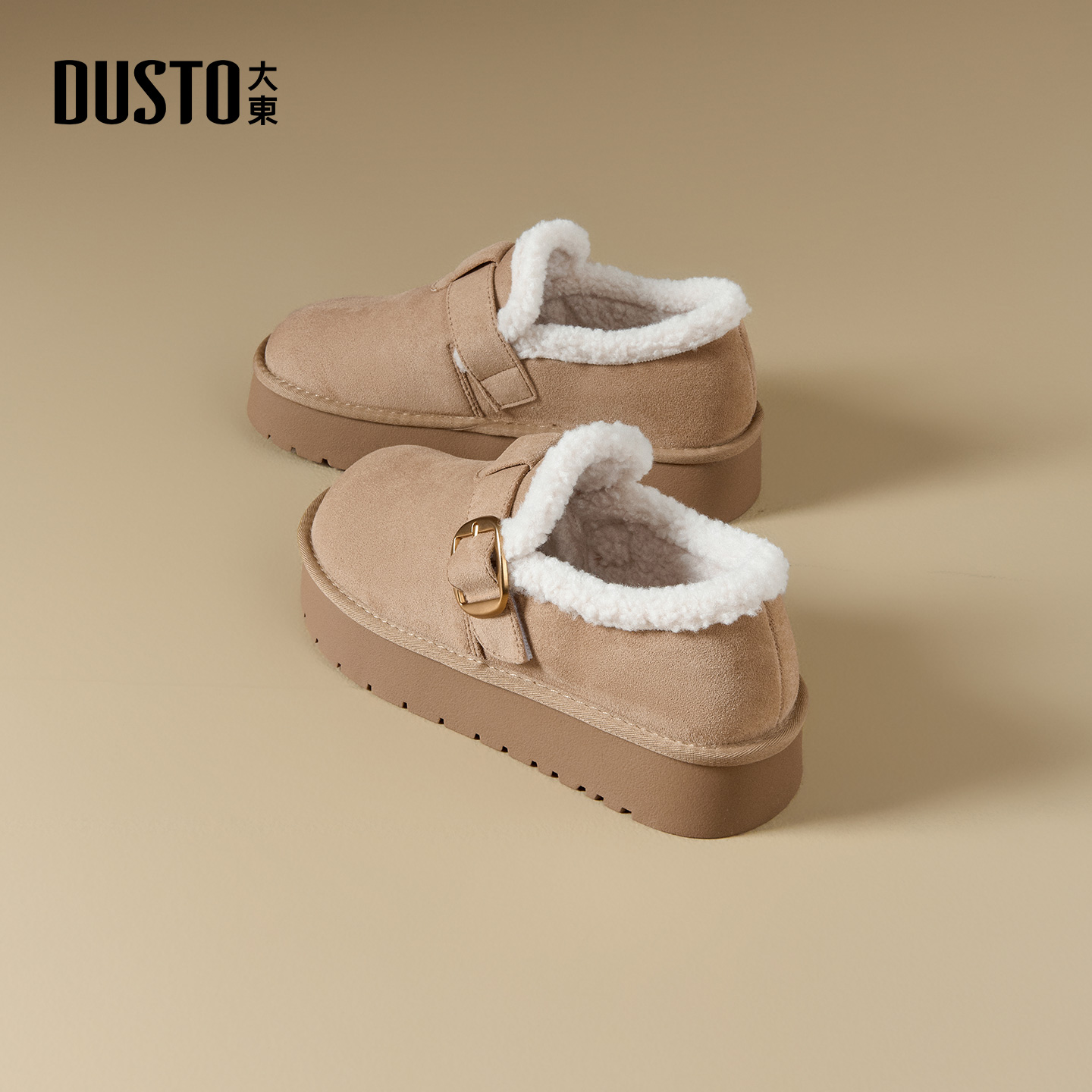 大东官方保暖雪地靴女款2025新款冬季厚底加绒勃肯鞋复古增高棉鞋