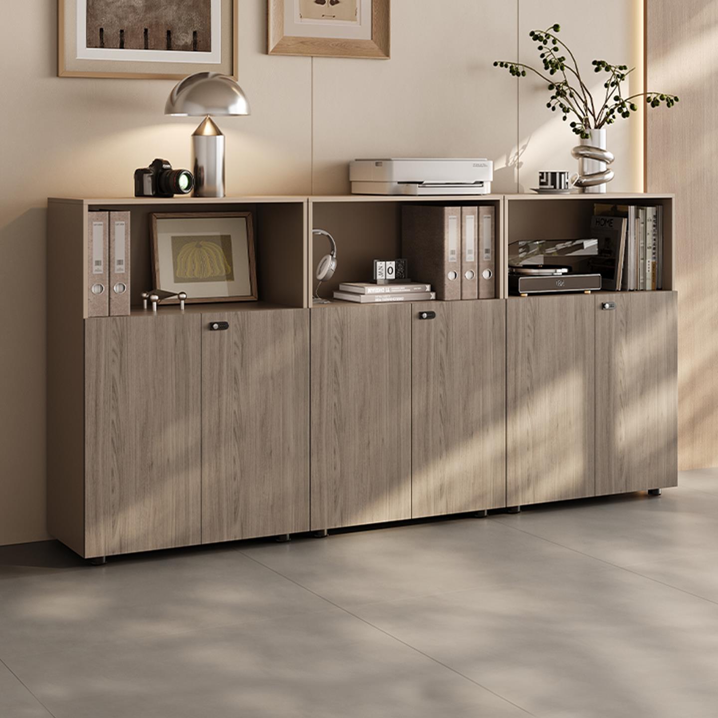 矮柜办公室办公柜子文件柜木会议室茶水柜隔断柜带锁储物柜打印机