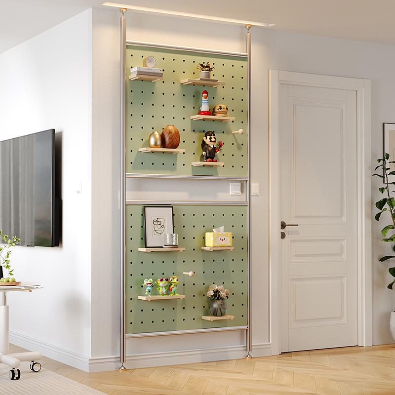 极简铝挤型材料洞洞板桦木海洋板屏风顶天立地免打孔多层屏风装饰