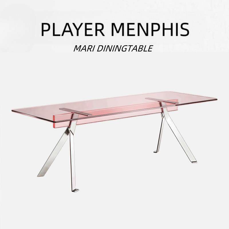 意式极简玻璃餐桌客厅家用长方形饭桌包豪斯高级设计师会议桌书桌