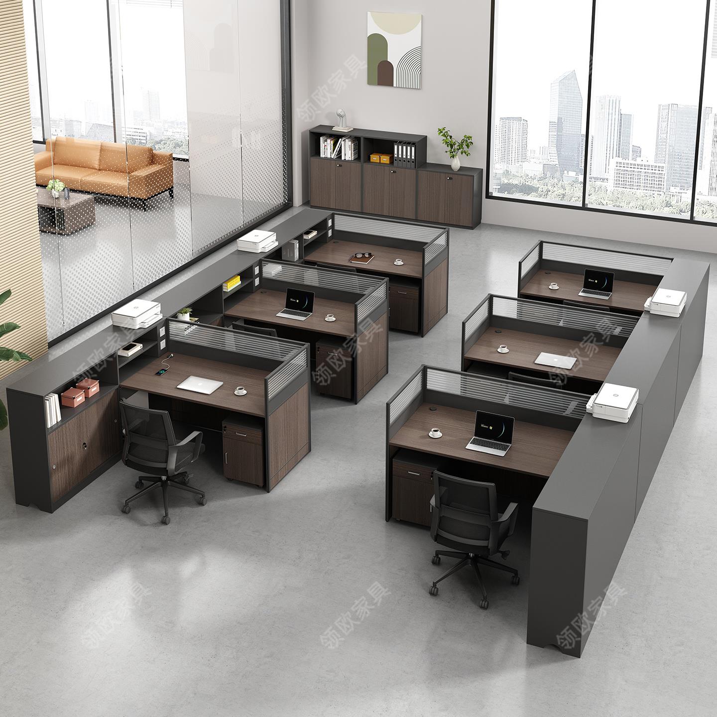 职员办公桌椅组合简约现代员工卡座四六人位办公桌屏风工位电脑桌