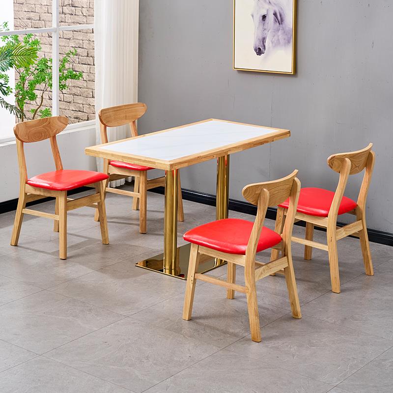 实木商用快餐串串店桌椅麻辣烫面馆奶茶店食堂岩板分体餐桌凳组合