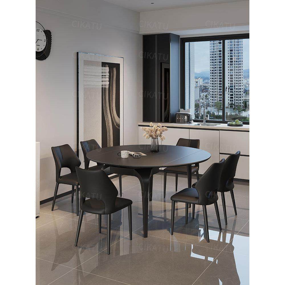 简约现代小户型方圆两用餐桌岩板餐桌椅组合可伸缩家用圆形吃饭桌,住宅家具,岩板餐桌,淘宝优惠券,粉丝福利购,淘宝优惠卷