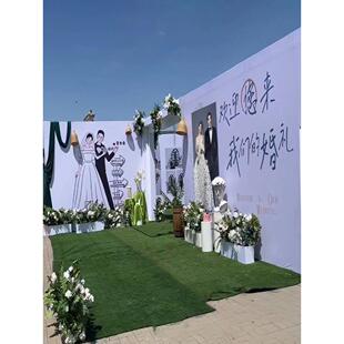 定制婚礼背景大海报喷绘布结婚舞台照片墙婚庆生日宴会签名墙包邮