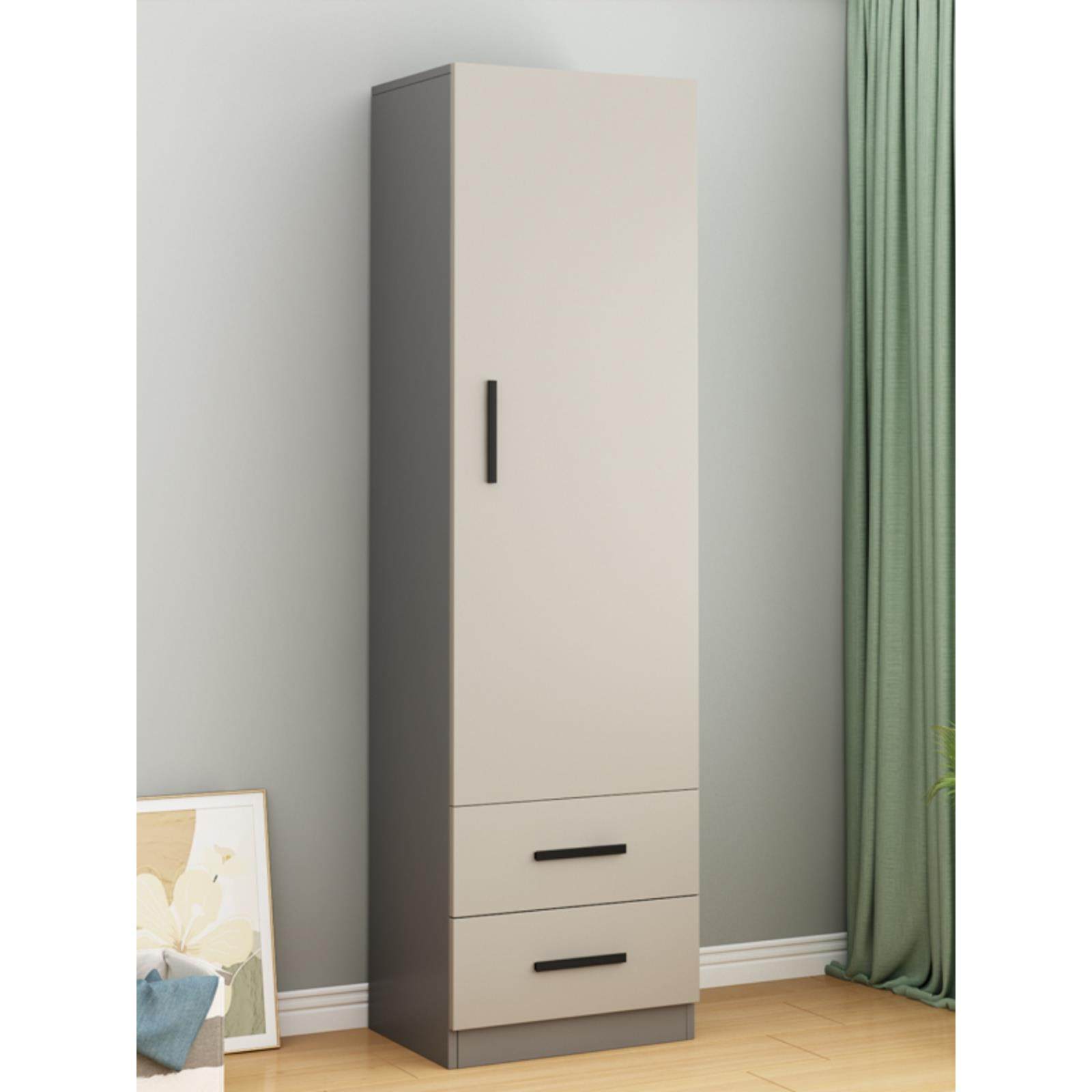 定制2米高单门小户型儿童衣柜窄柜立柜家用卧室收纳柜美容院衣柜