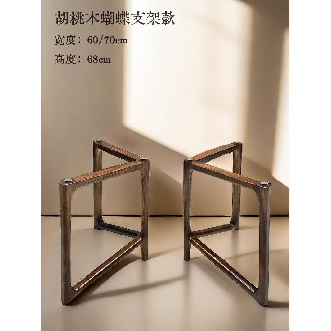 胡桃实木桌腿原木风格大三脚架餐桌咖啡桌茶几桌桌木腿准备定制