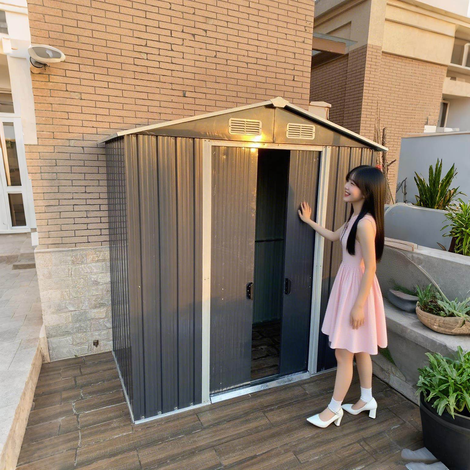 户外工具房储物房花园收纳间简易棚庭院露台组合屋可拆卸移动小屋