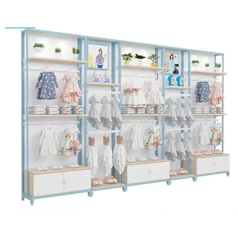 直播间货架母婴店道具展示柜简易钢木服装货柜童装童鞋奶粉货架