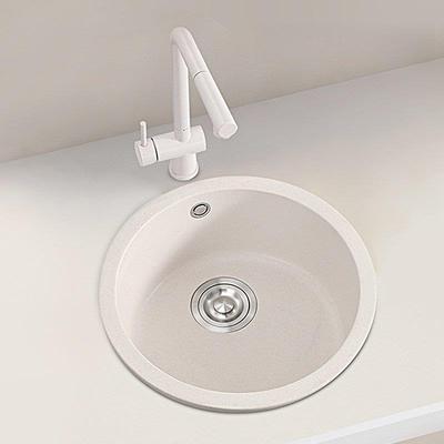 弗兰卡圆形石英石水槽厨房台下台上洗菜盆中岛吧台家用洗碗池单槽