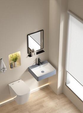 斯堪的纳维亚哑光灰色陶瓷壁挂式洗脸盆广场小公寓阳台壁挂式洗脸