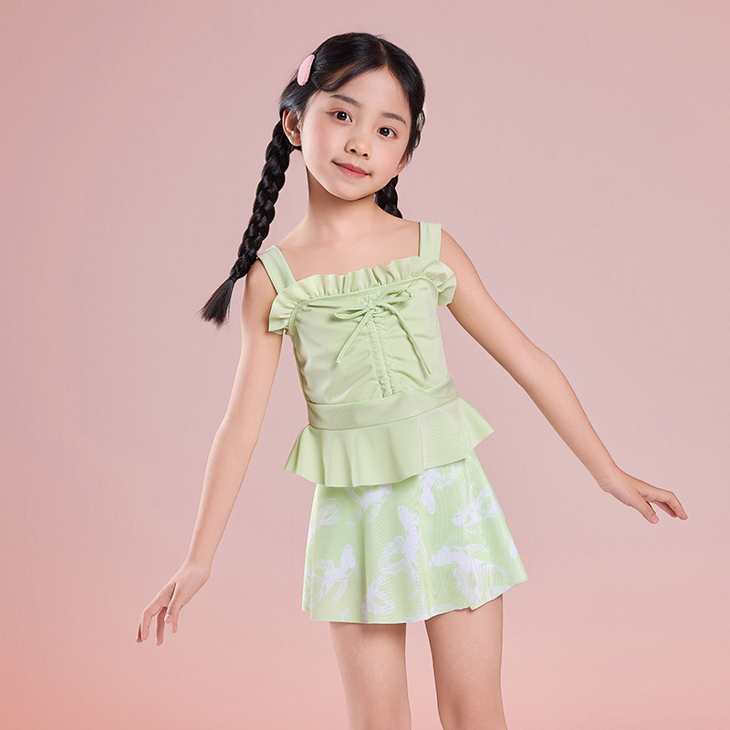 儿童泳衣女童小中大童2025新款宝宝裙式洋气女孩分体温泉游泳套装