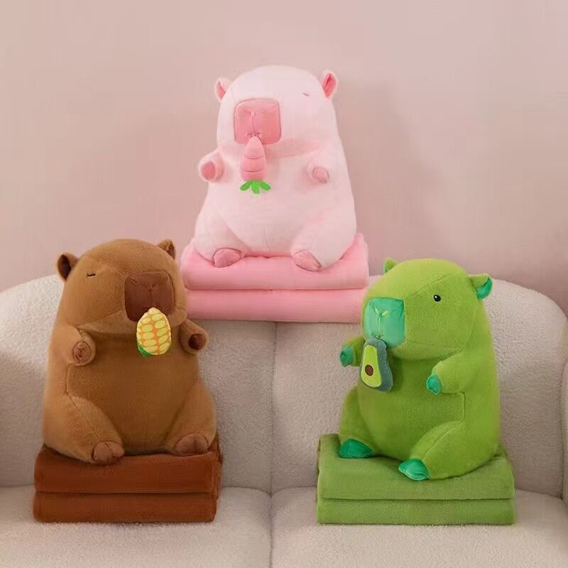 德国新款可爱毛绒玩偶空调被二合一儿童午睡毯子抱枕两用床上靠枕