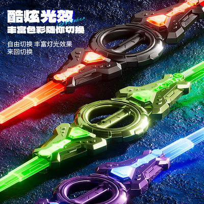 德国代发包邮旋转伸缩光剑七彩灯光炫酷战刃激光双剑合璧爆款玩具
