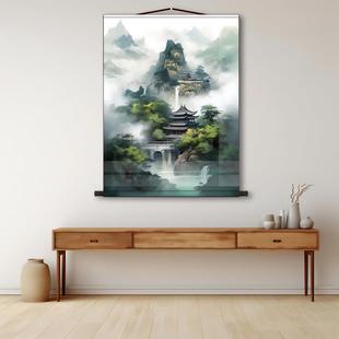 三尺三仙家堂口山水挂画风景画流水生财无活物暗堂供奉堂单卷轴画