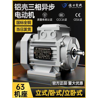 德力63机座三相异步电机GS6324立式卧式YS全铜电机铝壳380V
