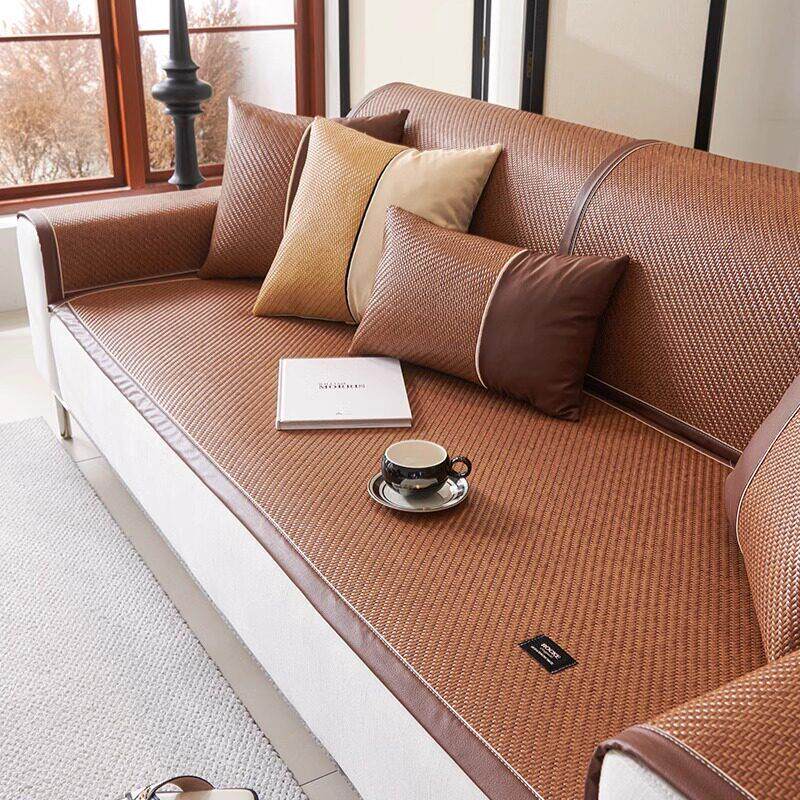 藤垫沙发坐垫夏季冰感垫座椅坐垫夏季固定防滑2025新皮革沙发套