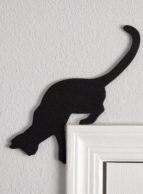 外贸 金属工艺品黑色猫咪门框门角装饰门顶装饰窗户室内墙面摆件