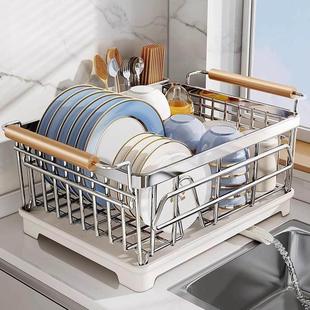 加厚碗碟收纳层架沥水碗盘架304不锈钢碗架厨房置物架放碗筷沥水