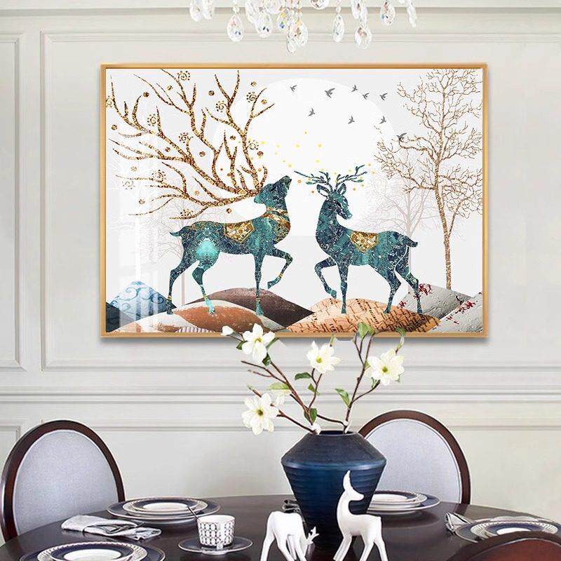 餐厅装饰画现代简约墙面装饰北欧饭厅挂画玄关单幅客厅壁画晶瓷画