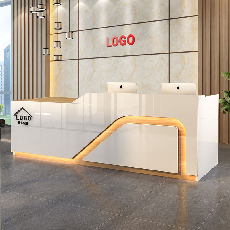 收银台柜台简约现代便利店店小型吧台柜台店铺烤漆前台接待台