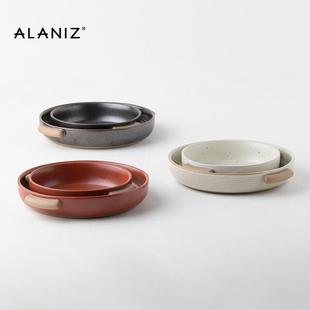 alaniz南兹川町双耳深盘汤盘大号圆形盘子陶瓷家用剁椒鱼头专用盘