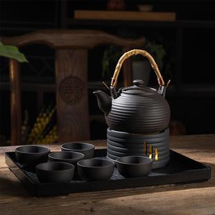 家用陶瓷茶杯茶盘茶壶茶杯泡茶提梁壶温茶器 紫砂朱泥功夫茶具套装