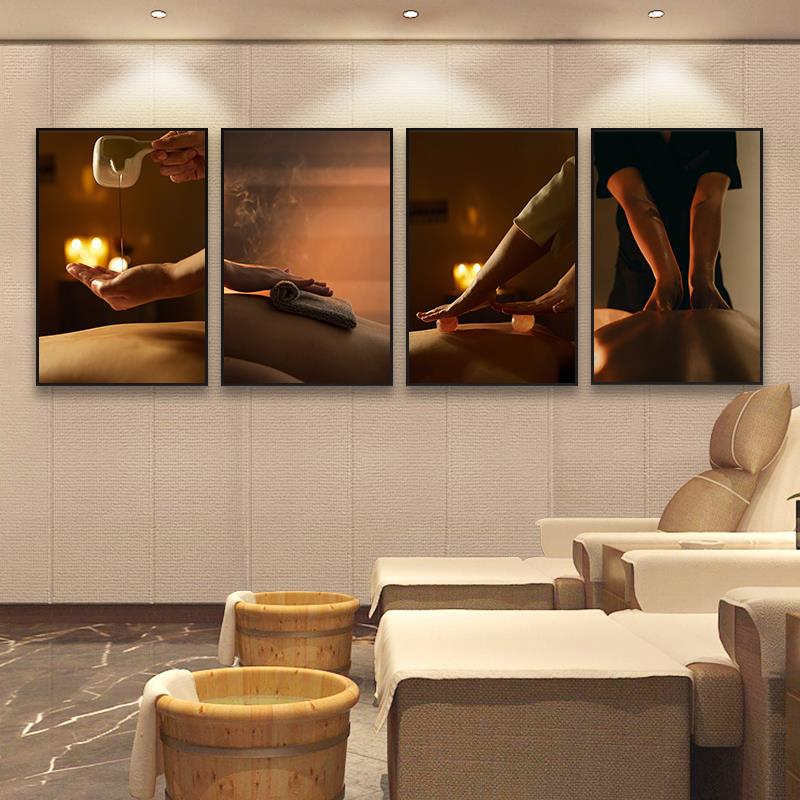 按摩店挂画泰式spa推拿房间会所中医养生馆装饰画足浴足疗店壁画