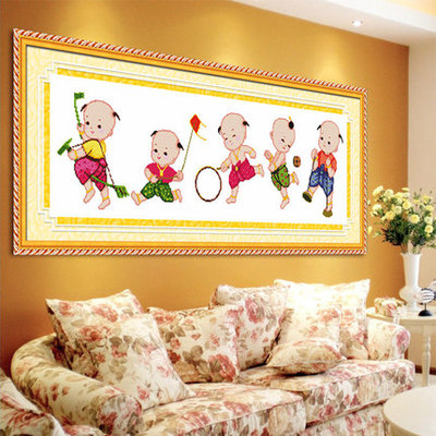 十字绣2022新款简约现代五子送福