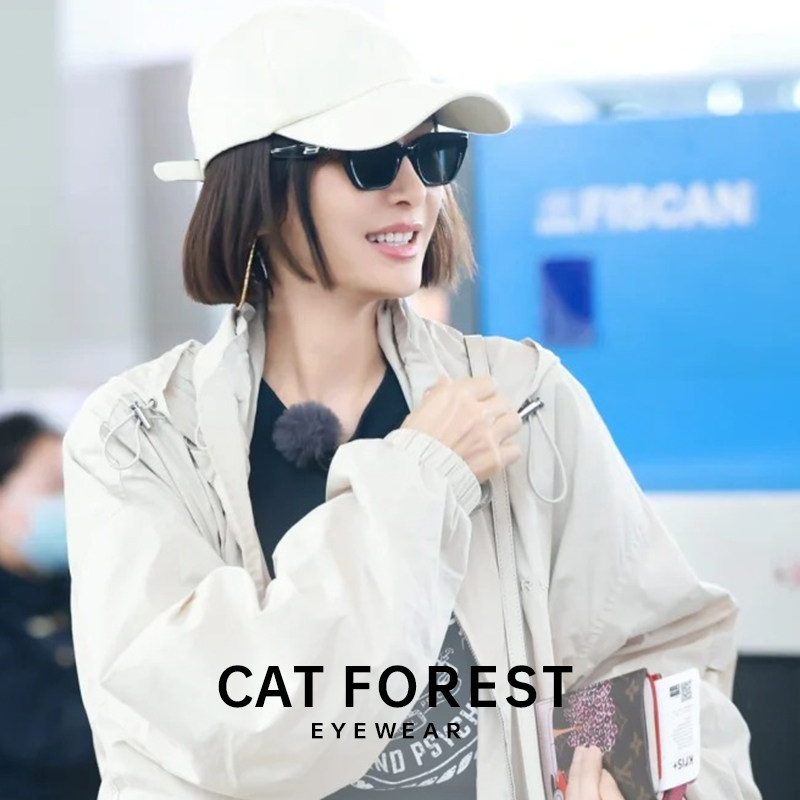 花少同款gm小框猫眼墨镜女秦岚太阳镜复古防晒防紫外线潮高级感