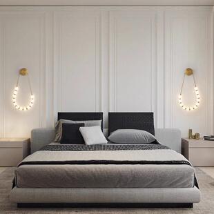 厅现979意代简约卧室床头灯意式 奶油风客背景墙创不设计对称魔豆